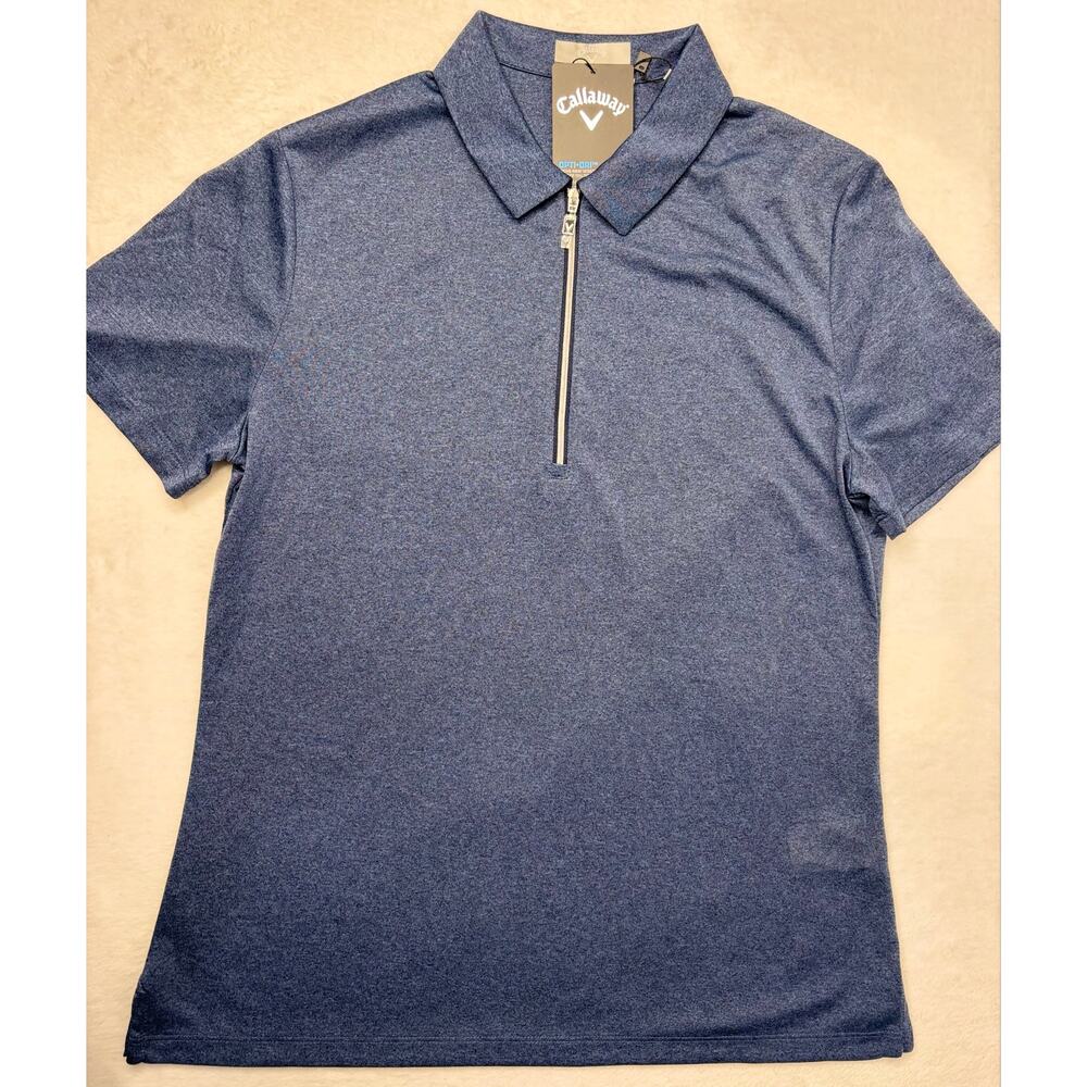 Callaway Women’s Med Opti-Dri SS True Navy Heather Performance Polo NWTs